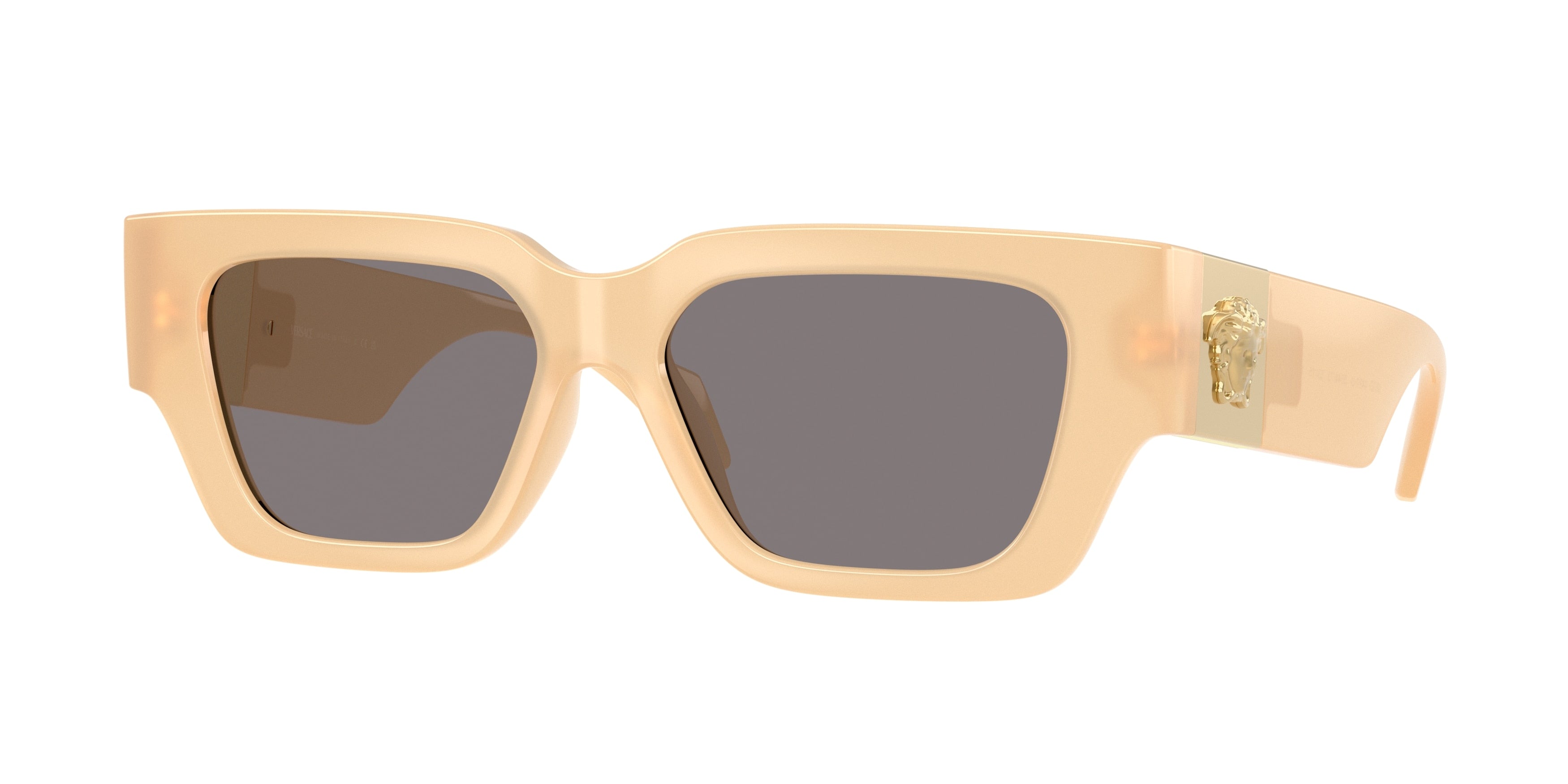Versace VE4497U square sunglasses in opal brown marzipan with brown lenses