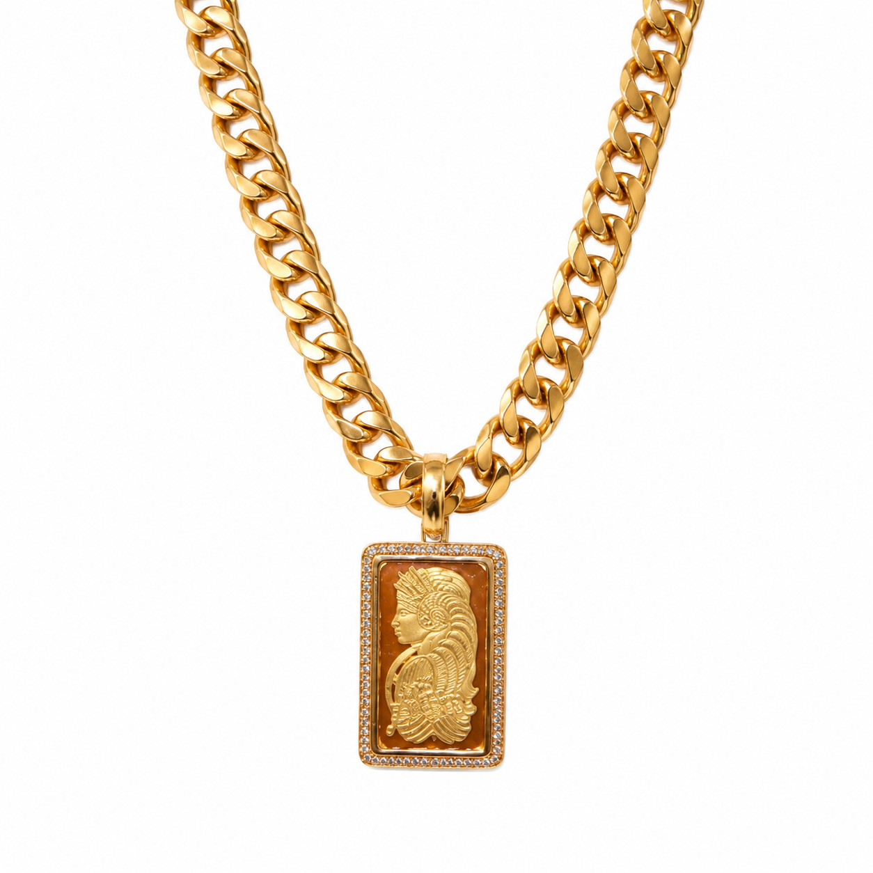9ct Gold Diamond Fortune Ingot Pendant