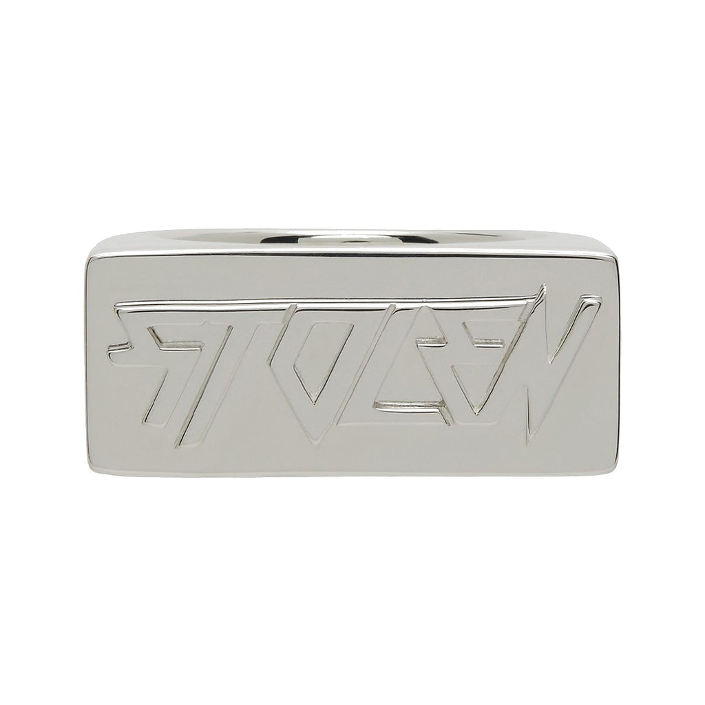 Stolen Girlfriends Club “STOLEN” Sterling Silver Signet Ring - jewellery product photo on white background