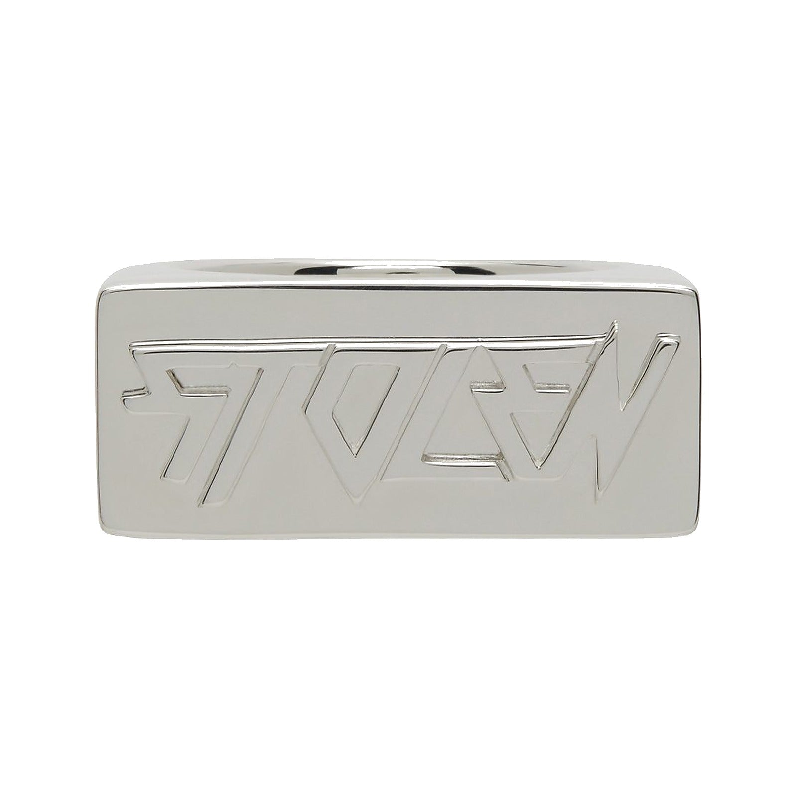 Stolen Girlfriends Club “STOLEN” Sterling Silver Signet Ring - jewellery product photo on white background