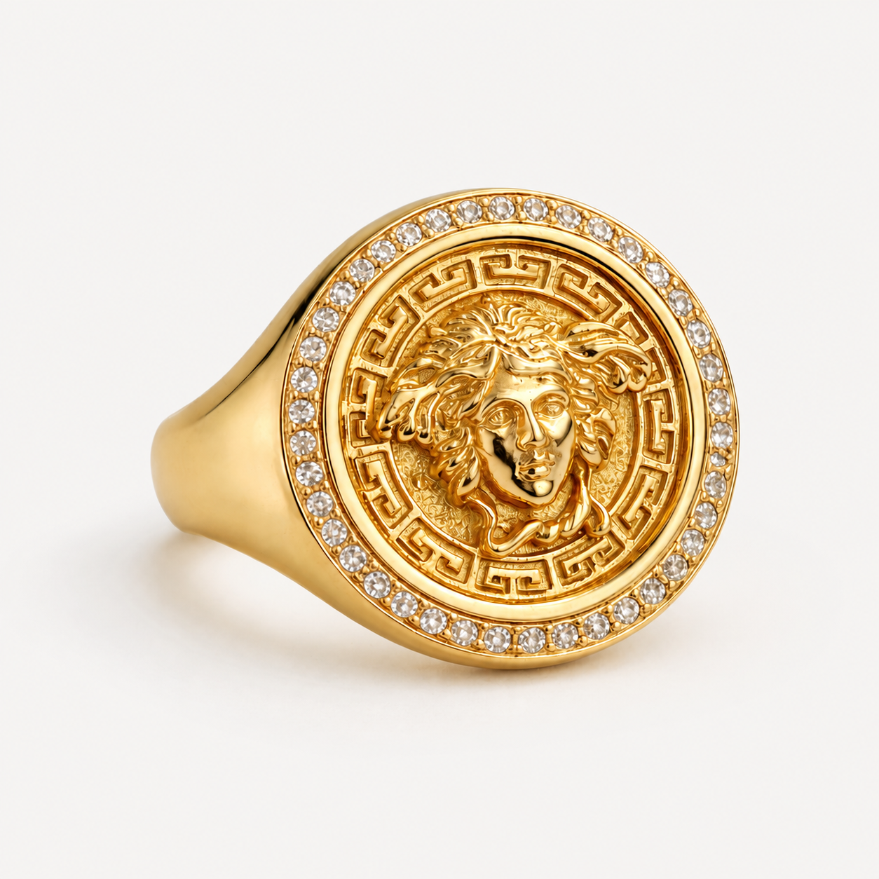 Professional studio product photo of 9ct Mythology Medusa Ring With Diamonds on white background