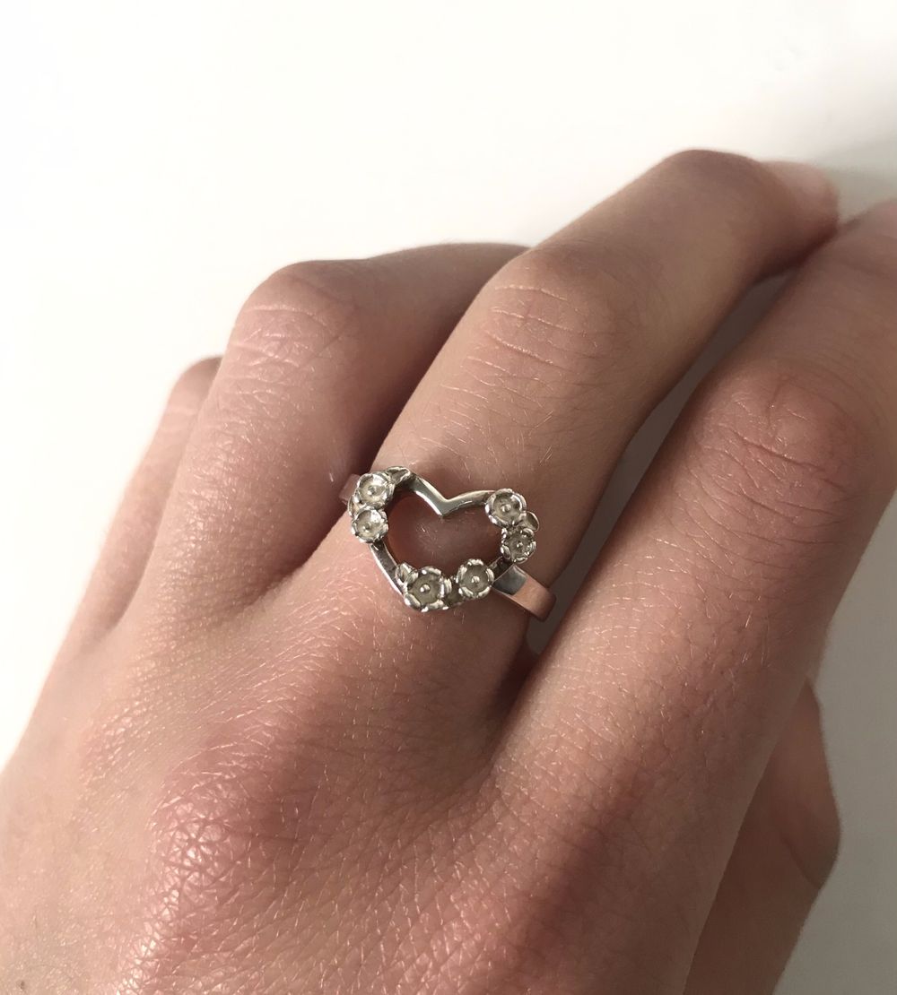 Karen Walker Botanical Heart Ring – Sterling Silver