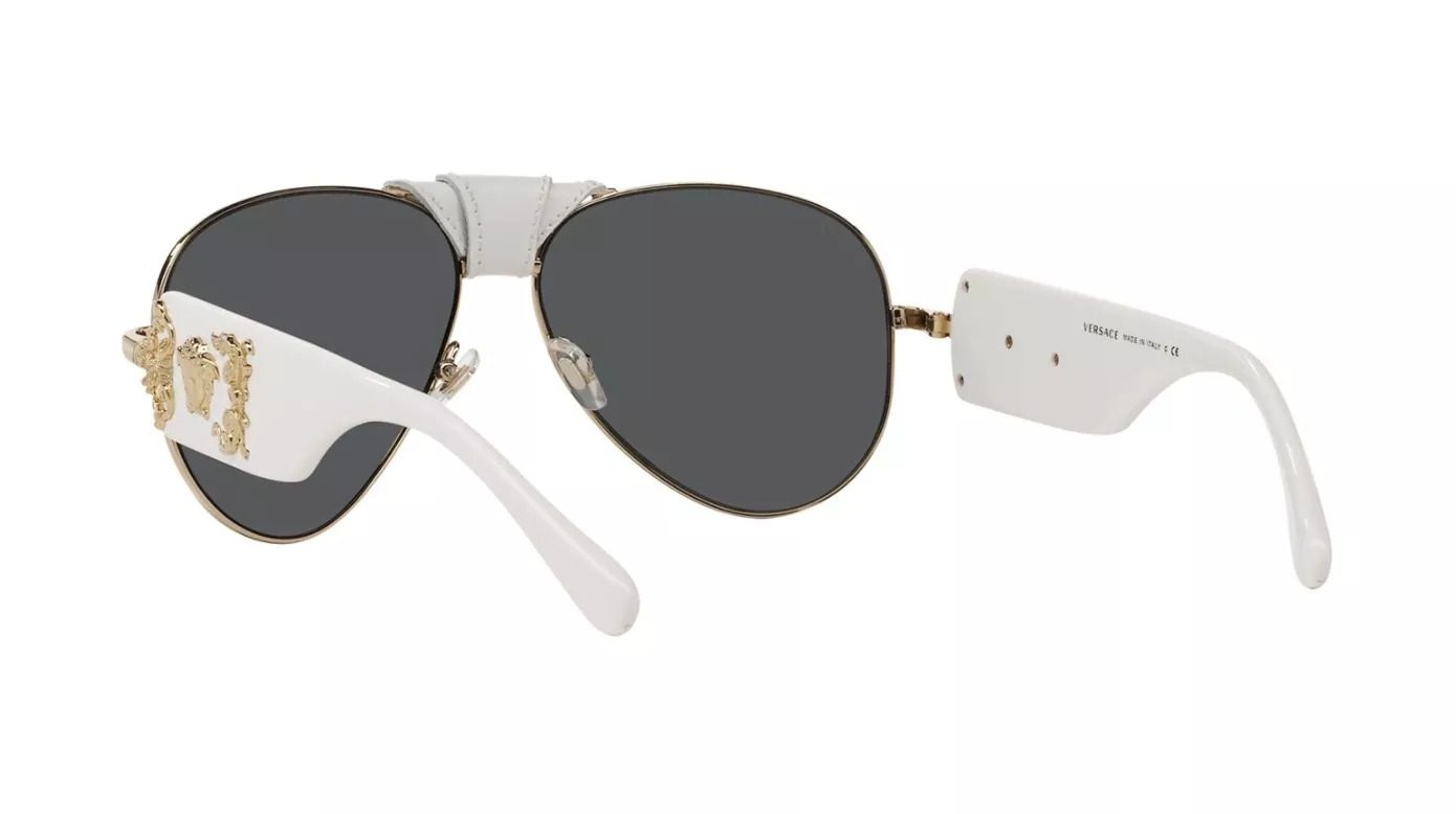 Versace White/Gold Aviator Sunglasses