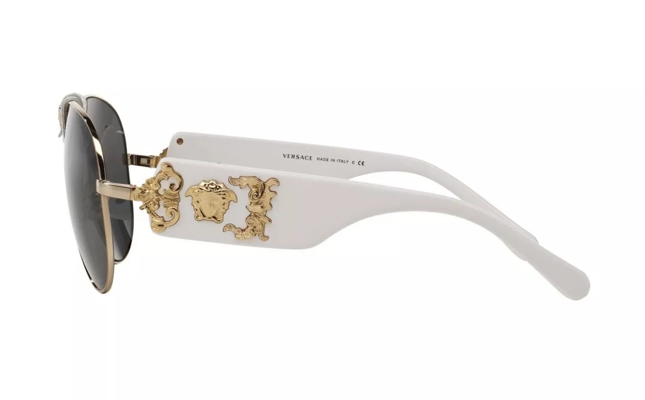 Versace White/Gold Aviator Sunglasses