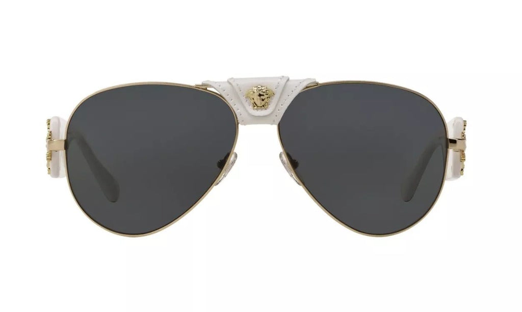 Versace White/Gold Aviator Sunglasses
