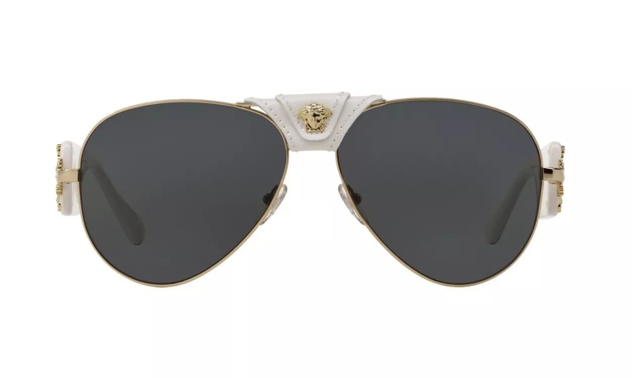 Versace White/Gold Aviator Sunglasses