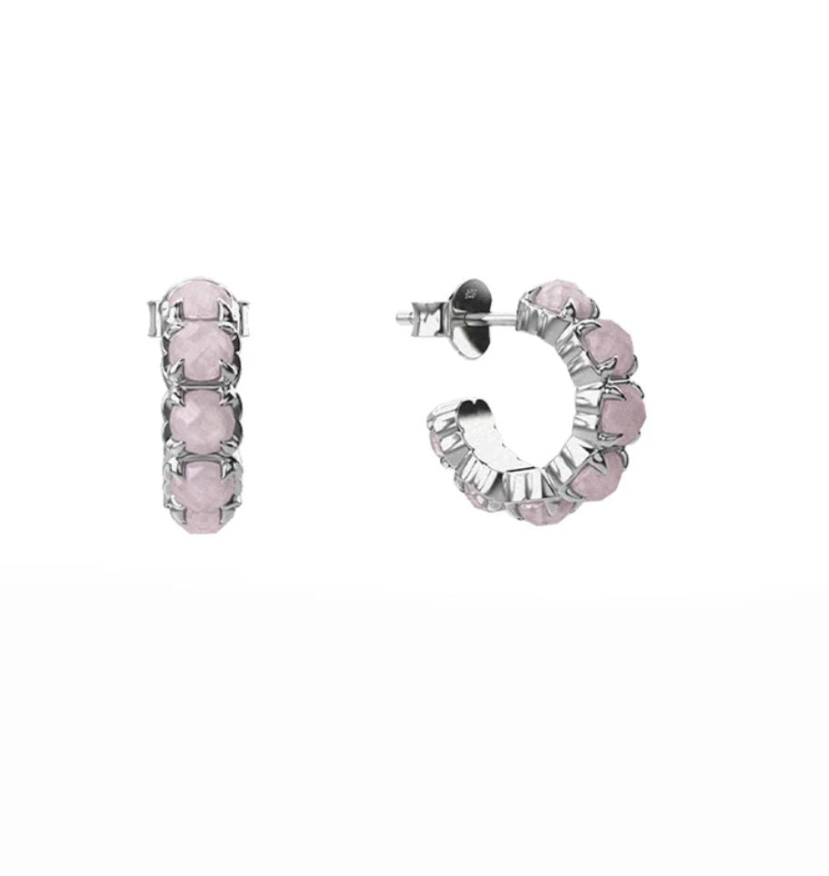 STOLEN GIRLFRIENDS CLUB | HALO CLUSTER EARRINGS ROSE QUARTZ -EARRINGS