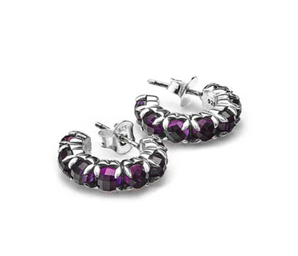 STOLEN GIRLFRIENDS CLUB | Halo Cluster Amethyst Hoop Earrings