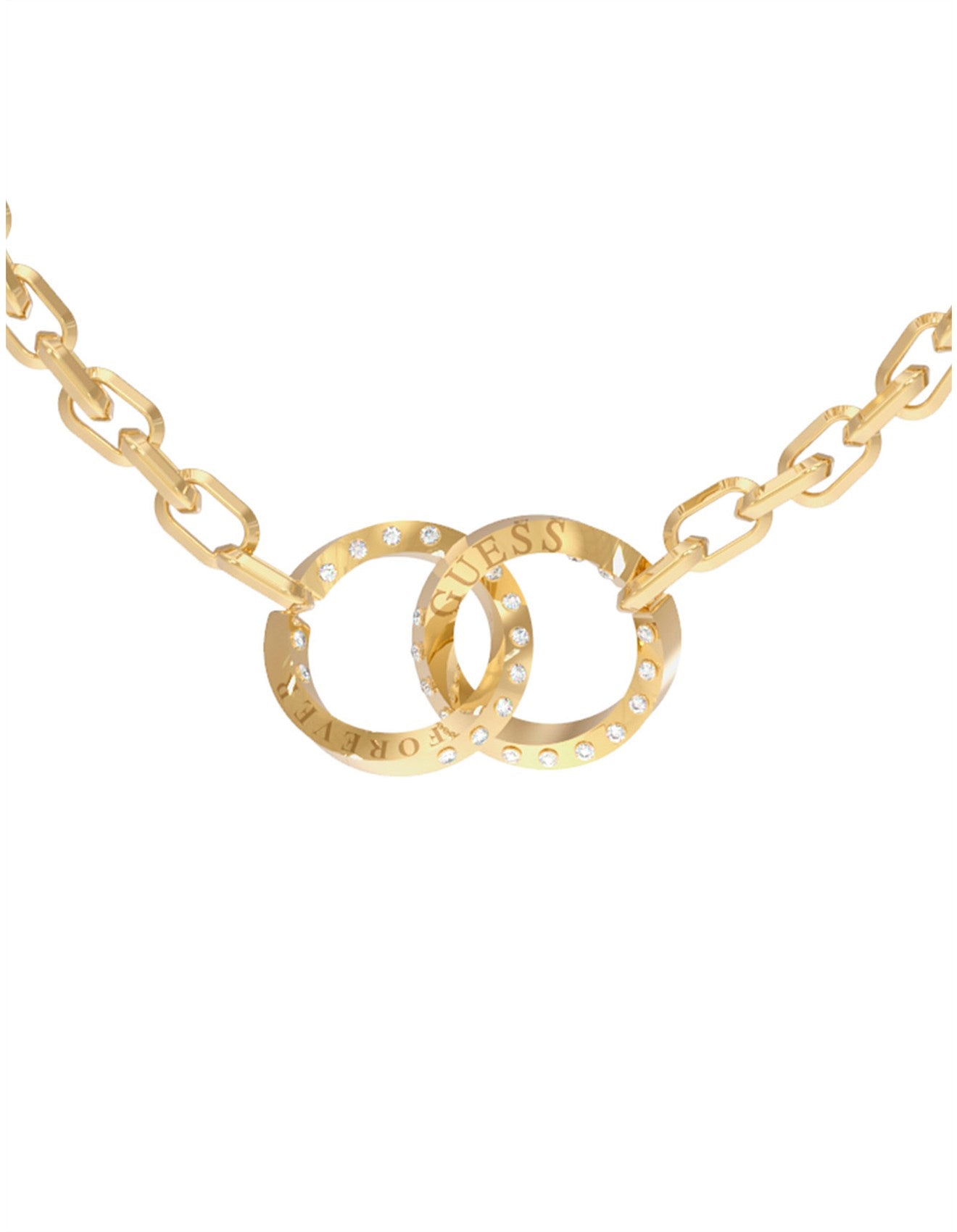 GUESS Forever Links Double Circle Gold Necklace