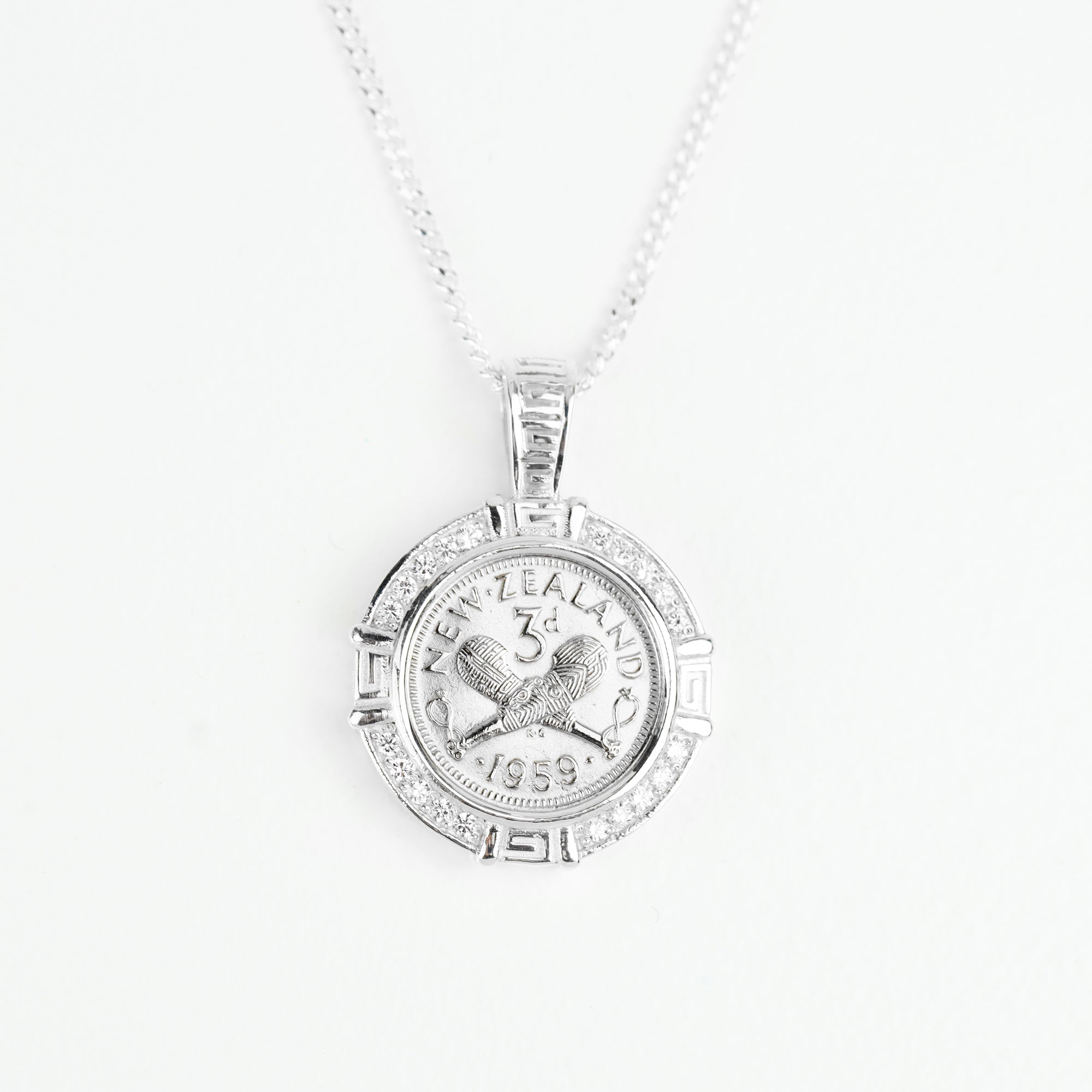 Sterling Silver 3 Pence Coin Pendant + Chain Combo