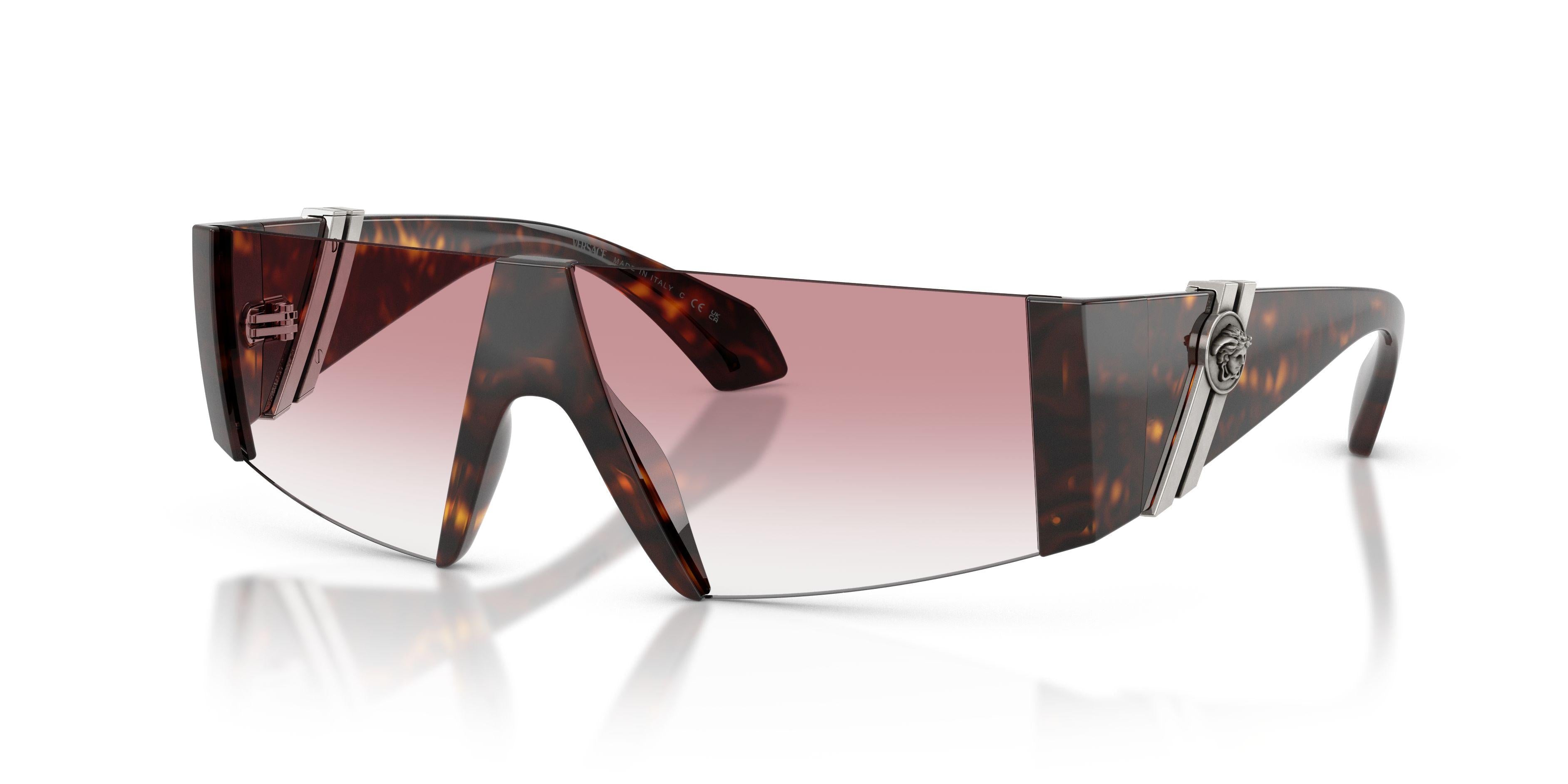 Versace VE4516 tortoise sunglasses with clear gradient pink lenses