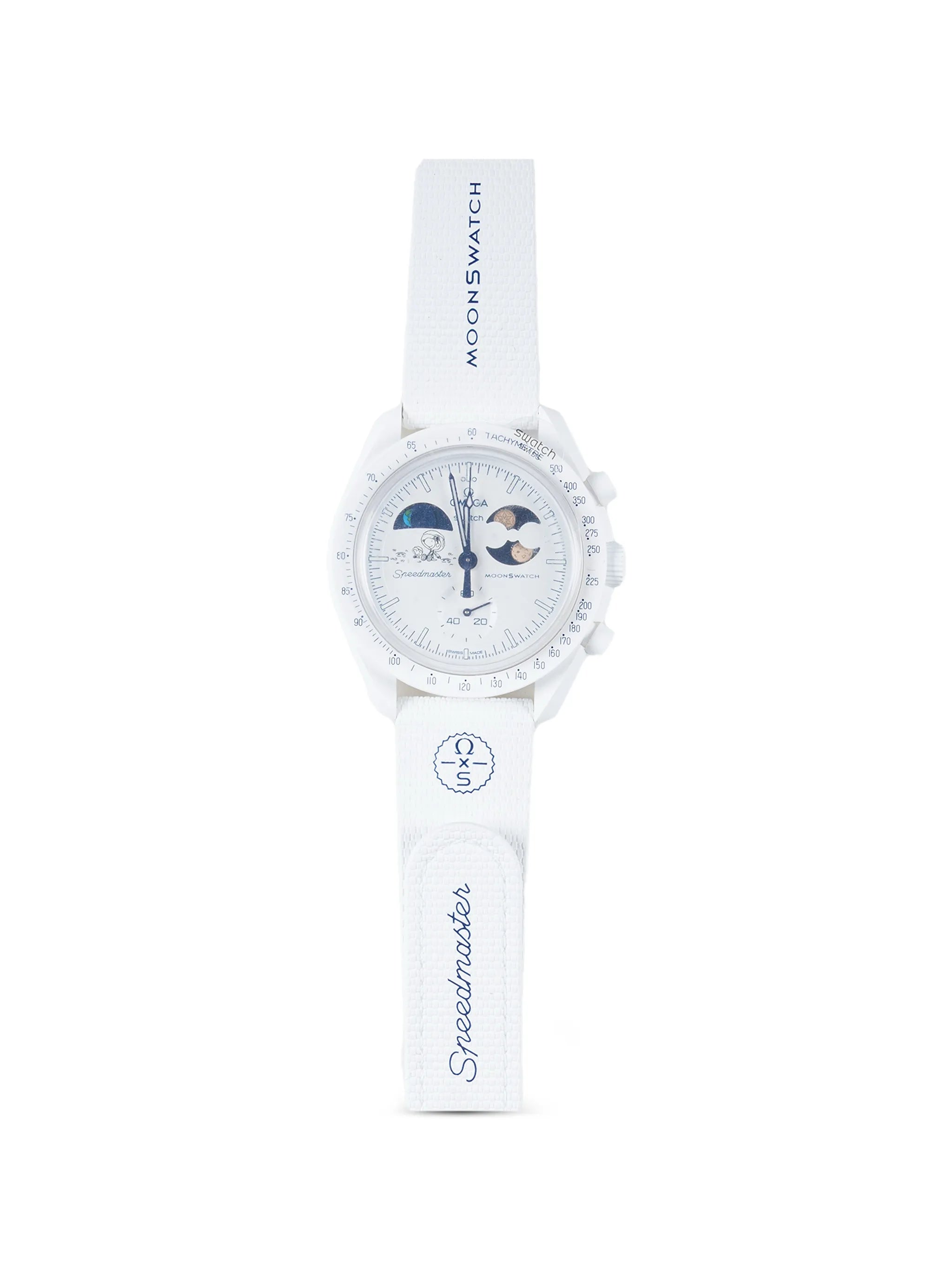 Swatch x Omega MoonSwatch Snoopy Earthphase Moonshine Gold detail view