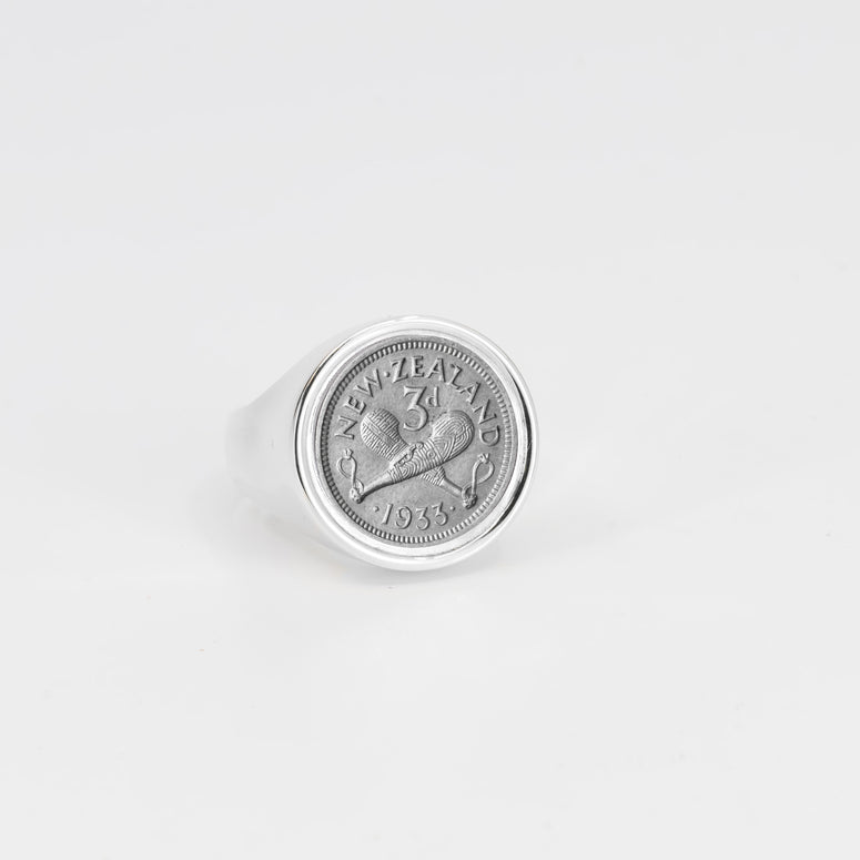 Sterling Silver 3 Pence / Three Pence Coin Ring