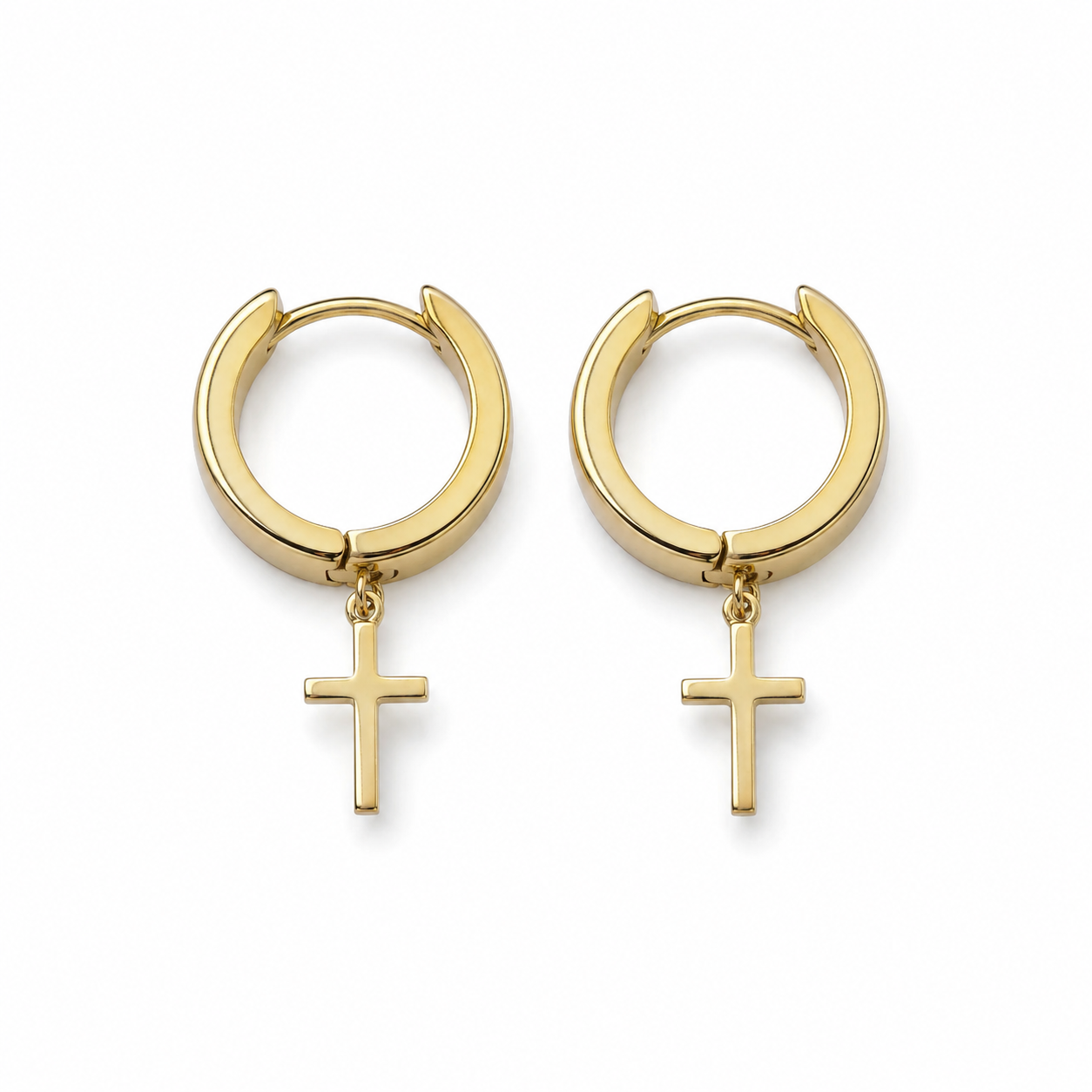 9ct Gold Huggie Cross Earrings