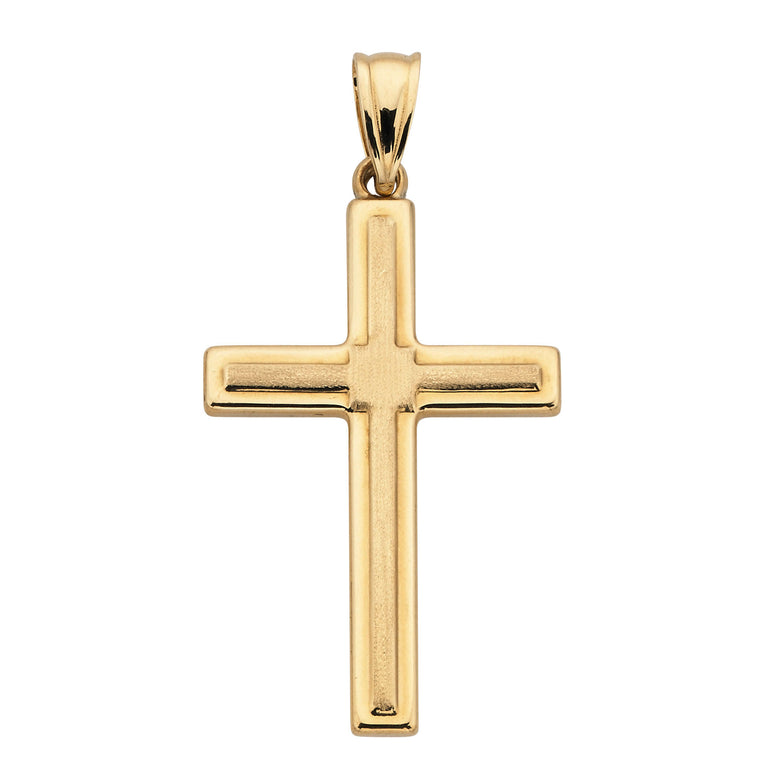 9ct Satin Top Cross Gold Pendant