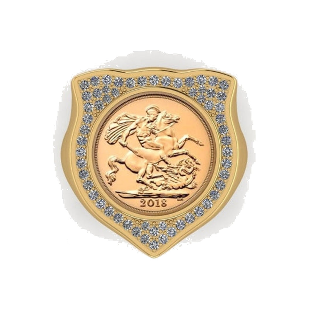 Full Sovereign Shield Ring - jewellery product photo on white background
