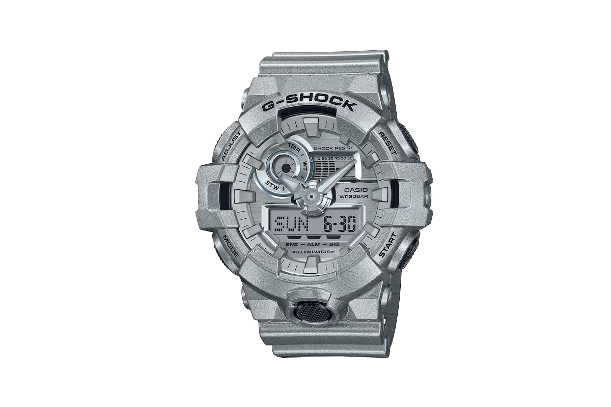CASIO G-SHOCK ANALOGUE DIGITAL METALLIC SILVER