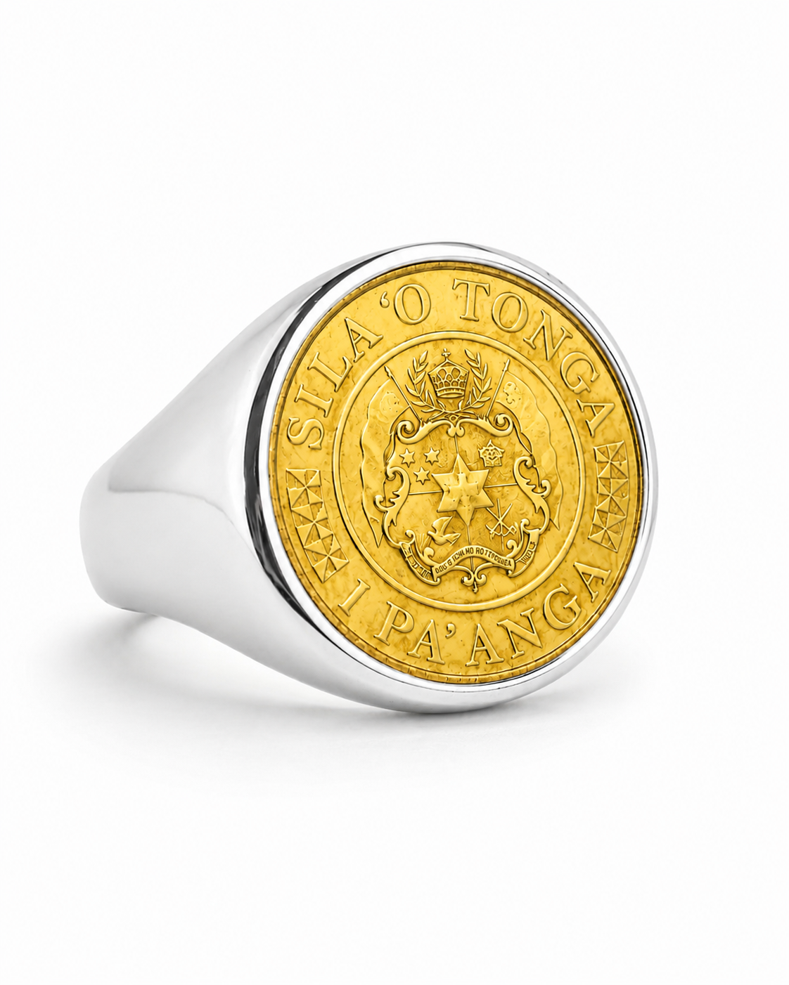 Sterling Silver Tongan Shield Coin Ring
