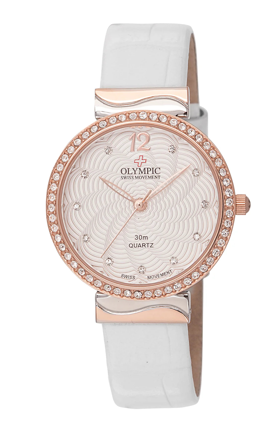 Olympic Elegant Swiss-Movement Ladies Watch – Rose Gold & White