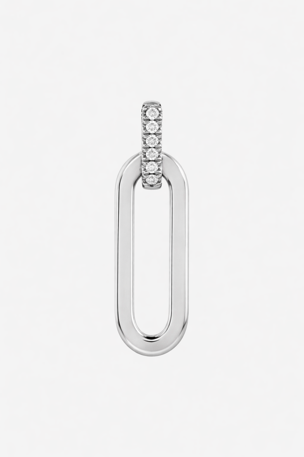 Sterling Silver Paper Clip Necklace with CZ Stones