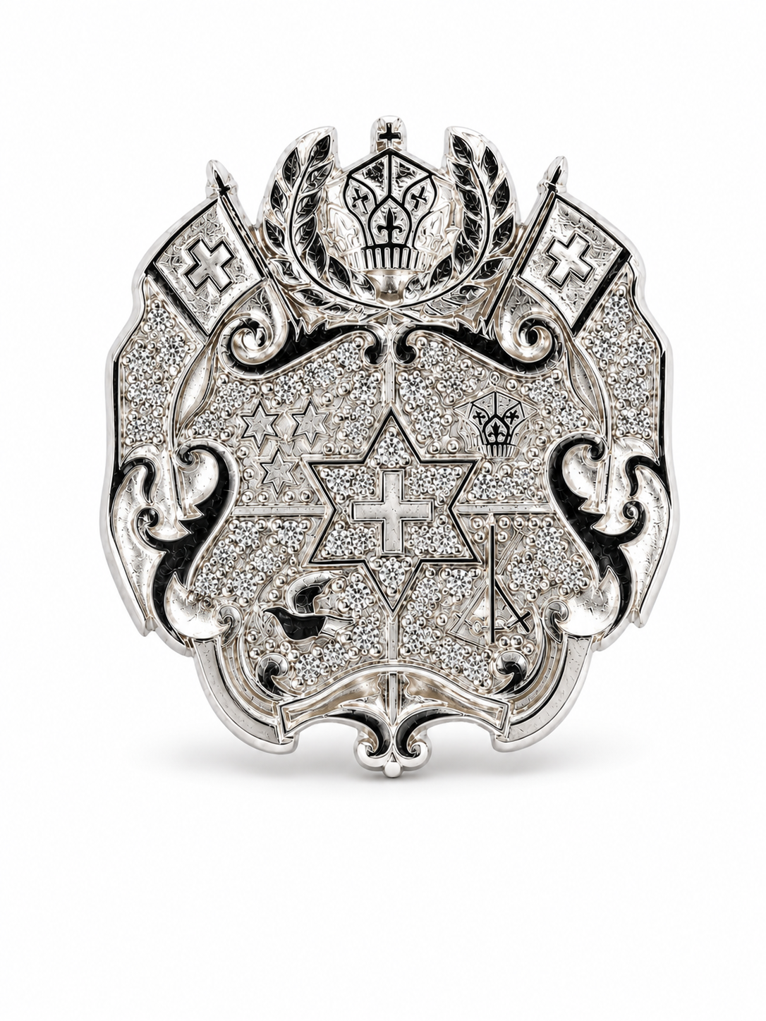 Sterling Silver Large Tongan Ring With Cz