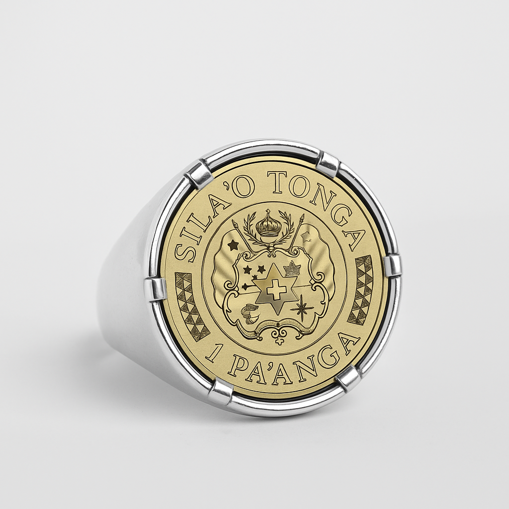 Sterling Silver Tongan Shield Coin Ring (CLAW )