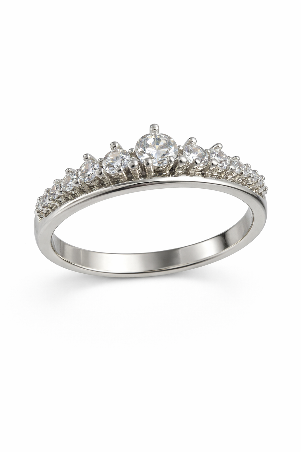 Sterling Silver Cubic Zirconia Crown Ring
