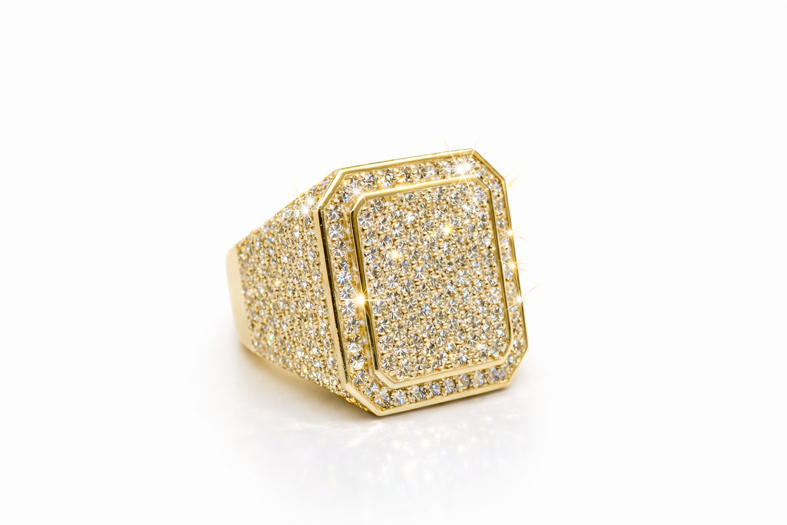 Mr Money 9ct Gold Iced Out Octagon Ring