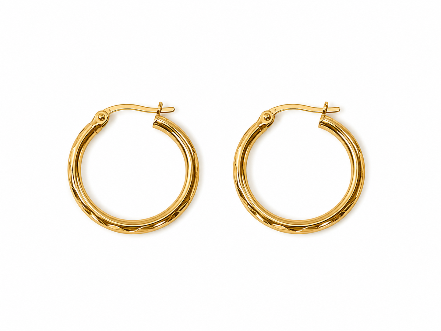 9ct Yellow Gold Hoops Diamond Cut Earring