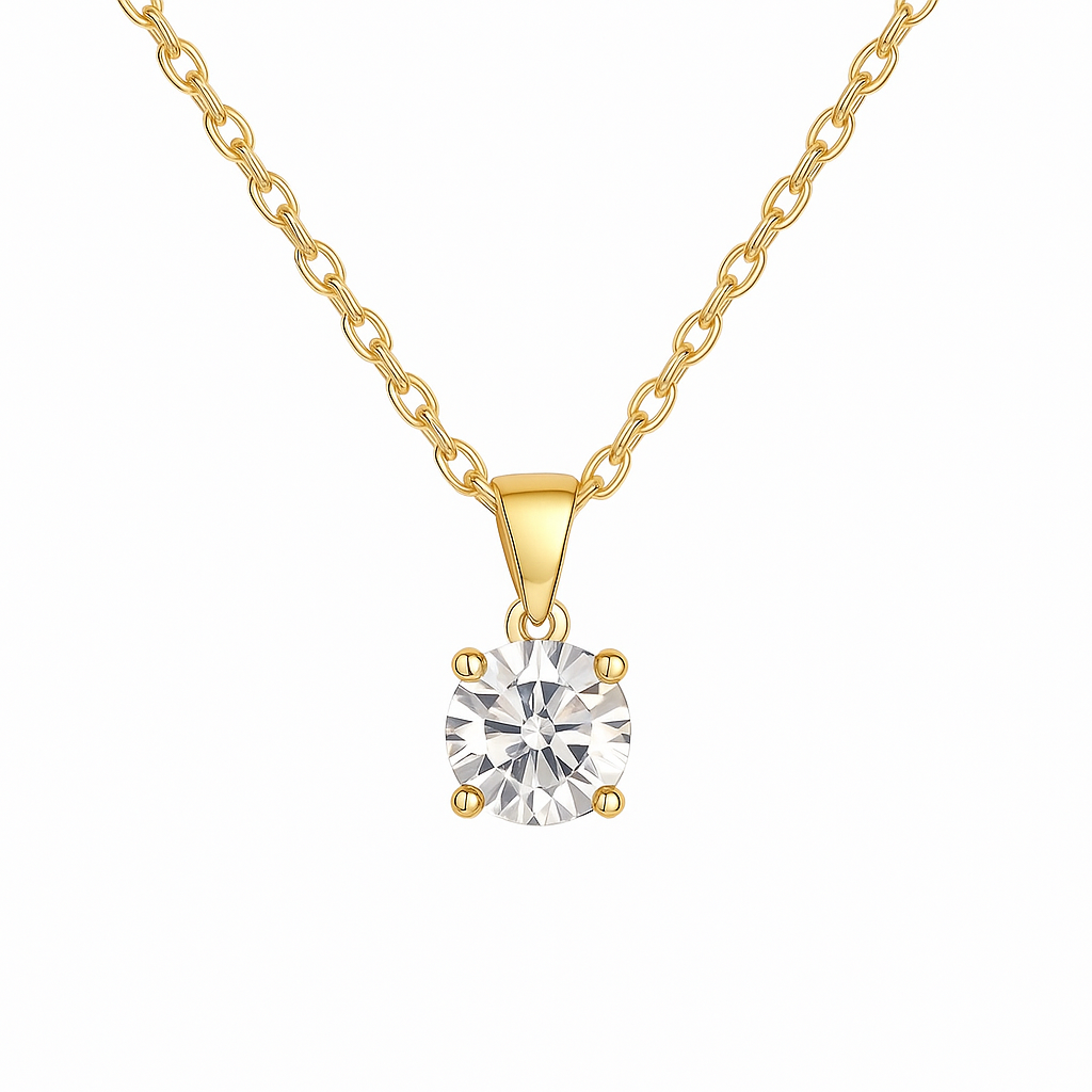 1ct Solitaire Pendant plus 9ct Gold Chain