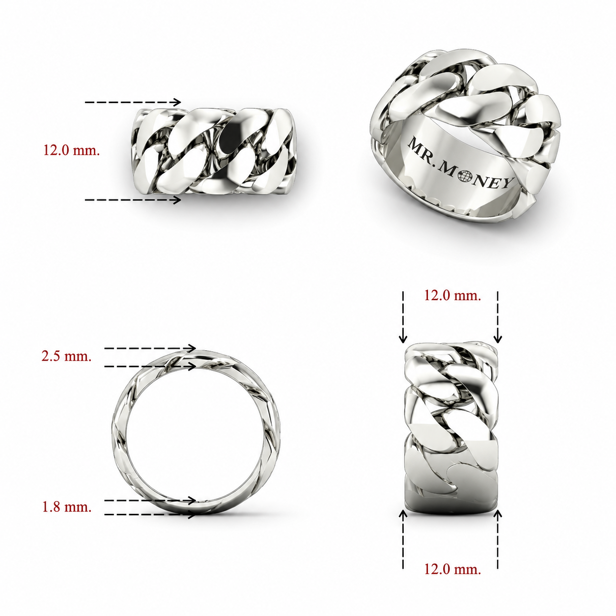 Cuban Link Sterling Silver Ring