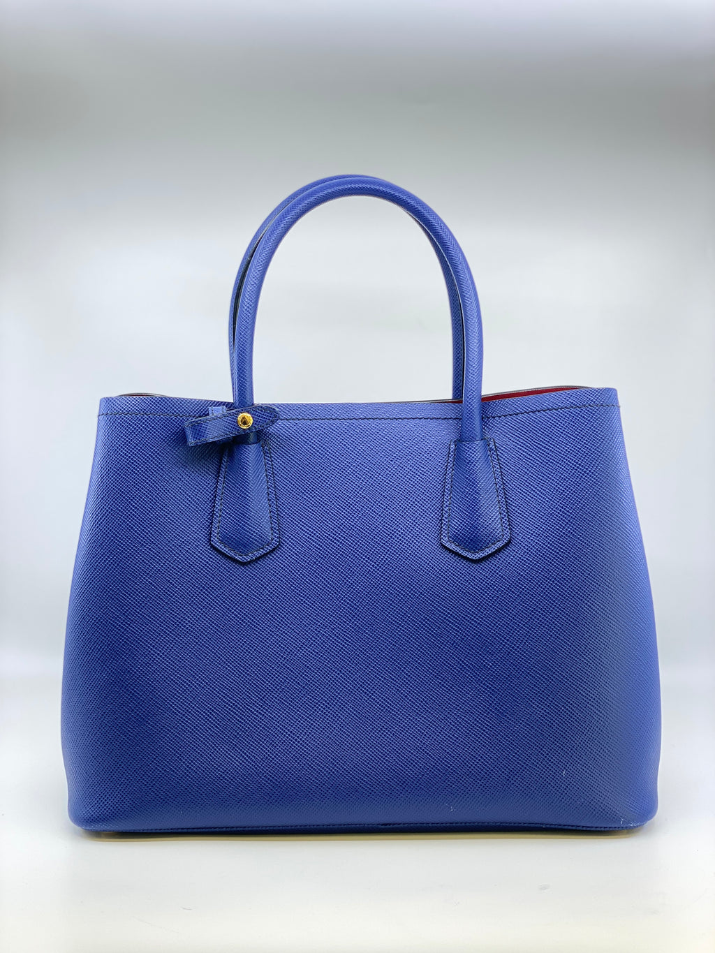 Prada Double Medium Saffiano Leather Bag – Blue/Red (Authentic)