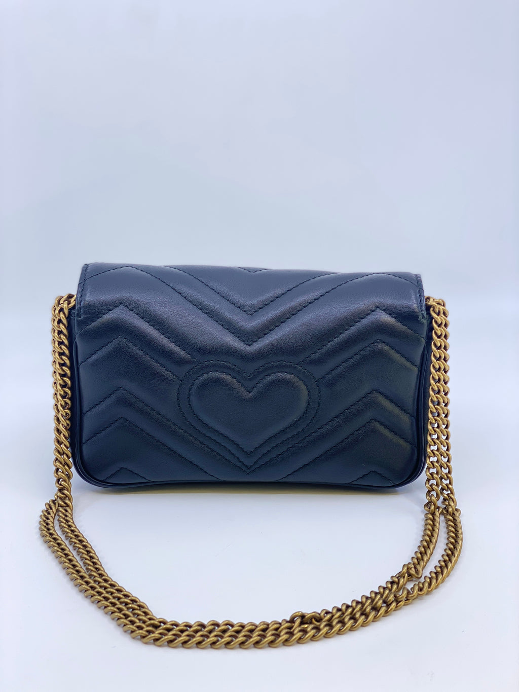 Gucci GG Marmont Mini Chain Bag – Black Leather – Authentic