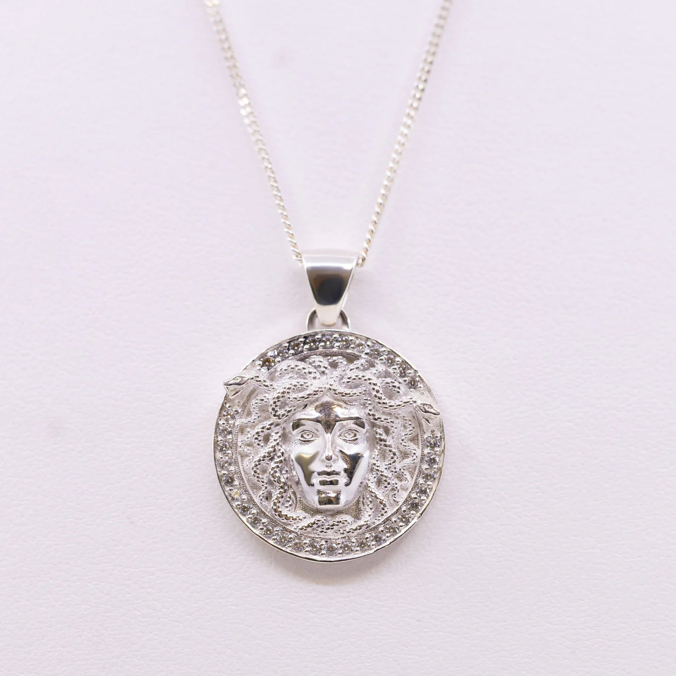 Sterling Silver Medusa Head Pendant