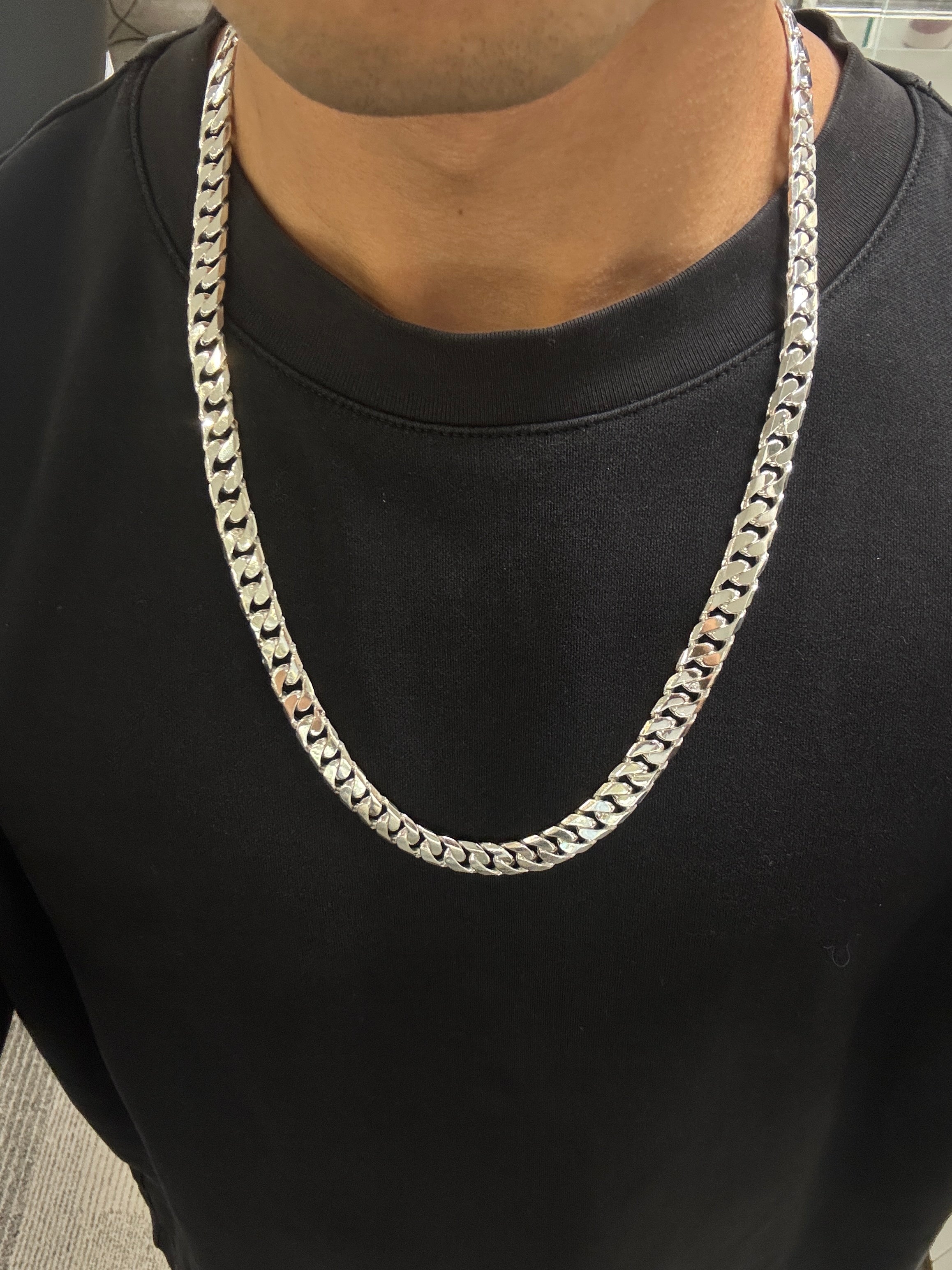 Sterling Silver Flat Curb Link Chain 10mm