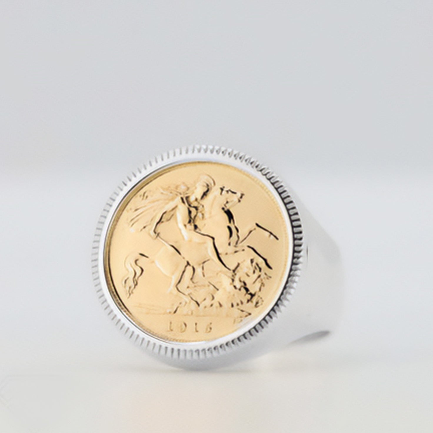 Half Sovereign Silver Ring New Model
