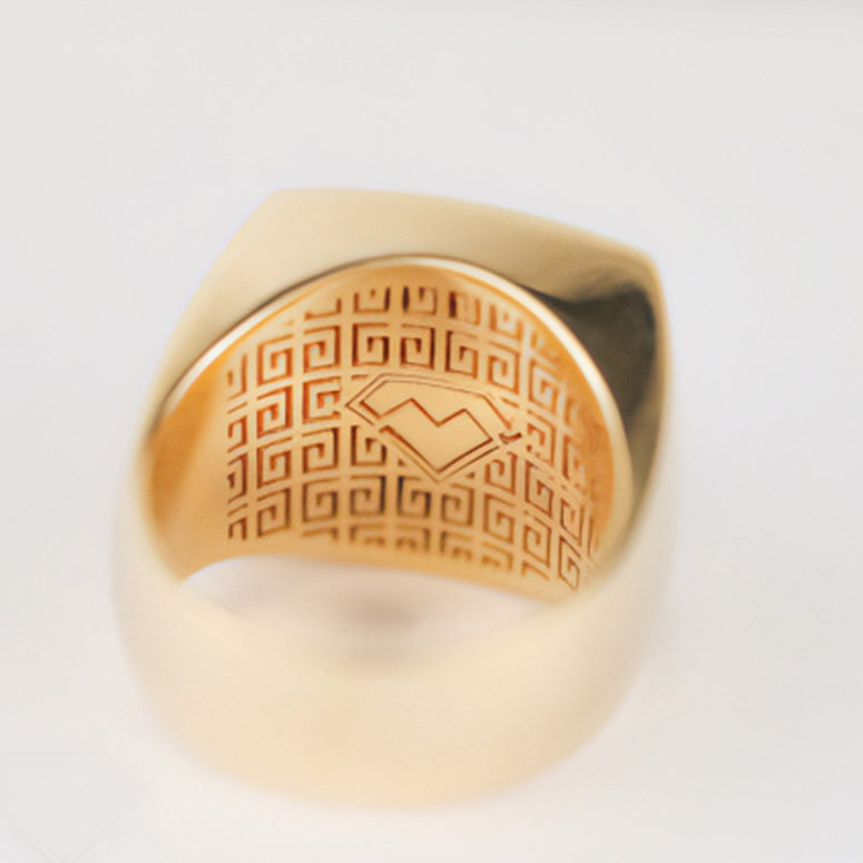 Modern Square Half Sovereign Ring With Diamonds