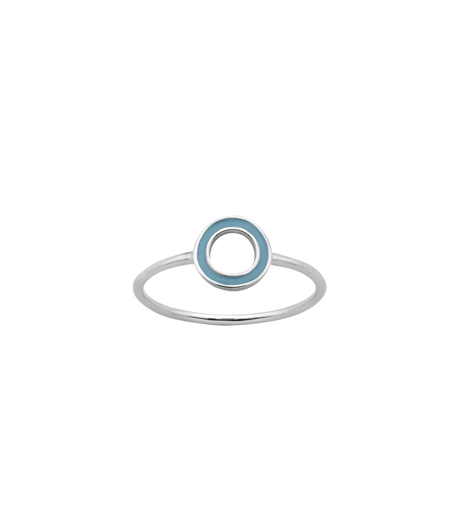 Karen Walker Orbit Ring – Sterling Silver with Turquoise Enamel