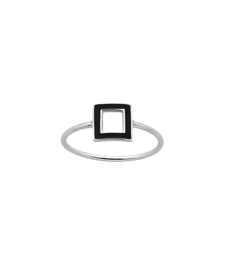 Karen Walker Ignition Ring – Sterling Silver with Black Enamel