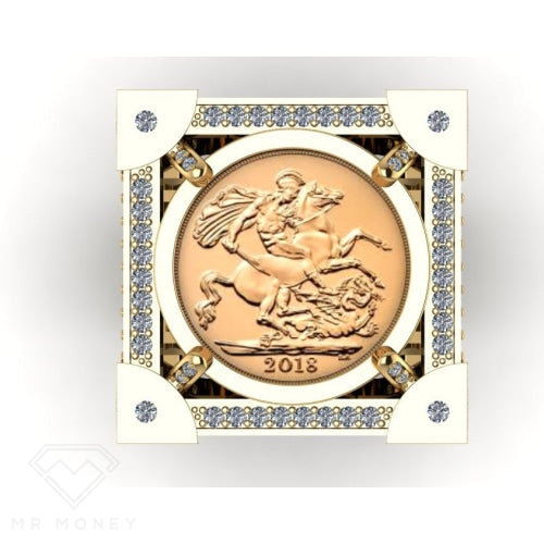 Limited Edition 9Ct Gold Diamond Full Sovereign Boss Ring 1/20 Rings