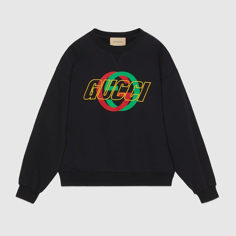 Gucci Cotton jersey sweatshirt with embroidery Black light felted