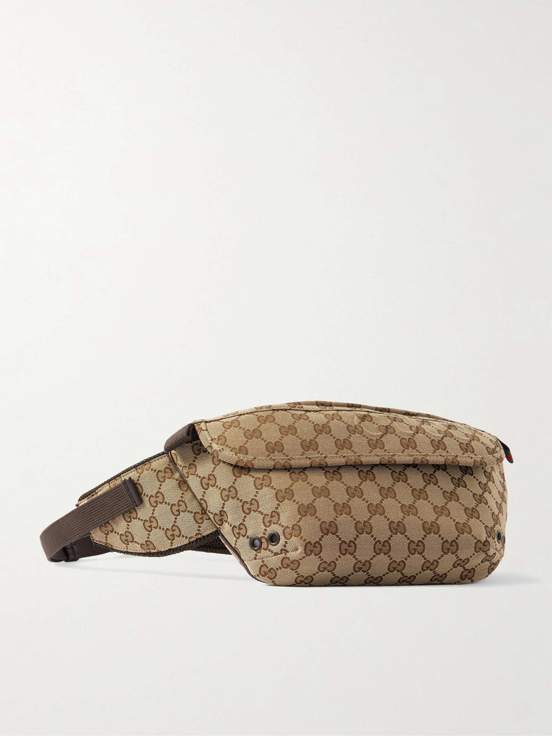 GUCCI Logo-Jacquard Canvas Belt Bag