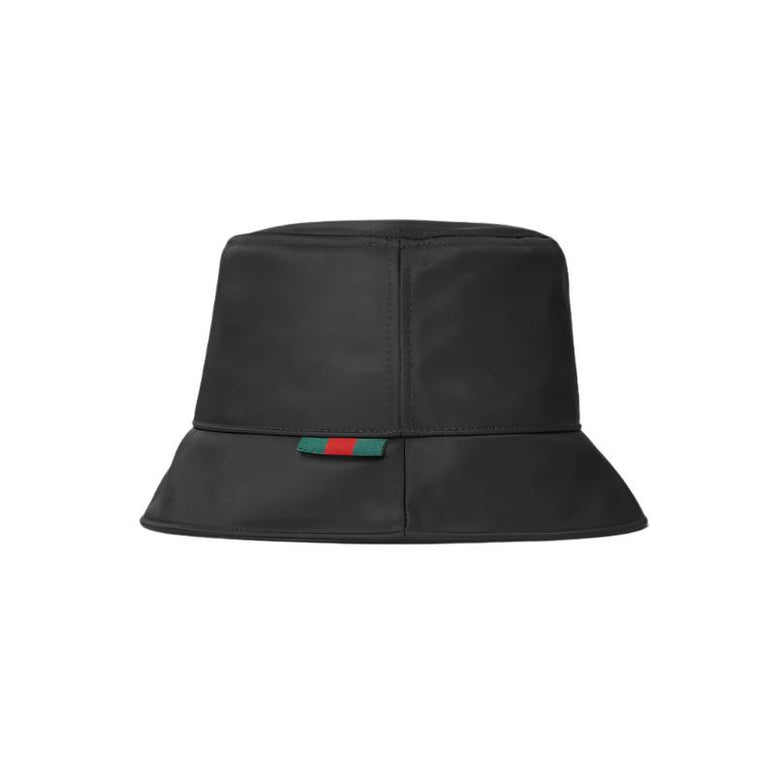 Gucci Black Nylon bucket hat with Gucci logo