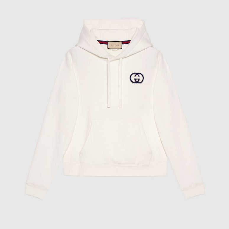 Gucci Cotton jersey hooded sweatshirt Off white