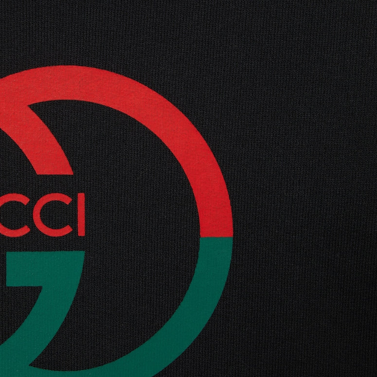 Gucci Cotton jersey printed hooded sweatshirt black