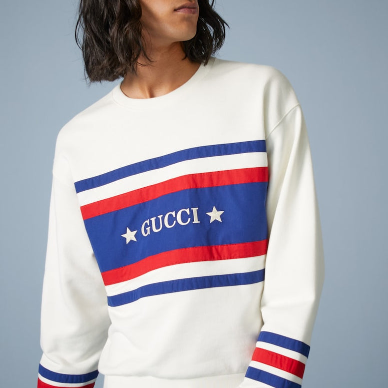 Gucci Cotton jersey sweatshirt with embroidery Off white