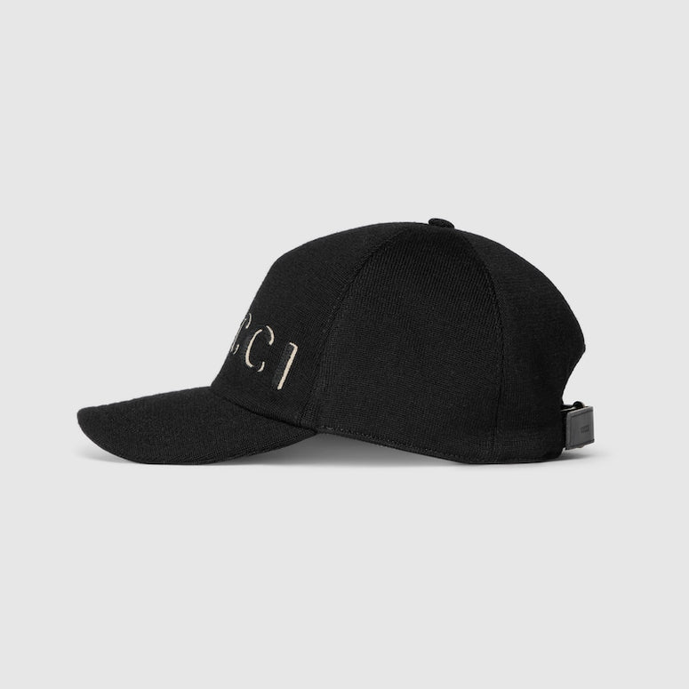 Gucci Embroidered Wool Baseball Hat Black