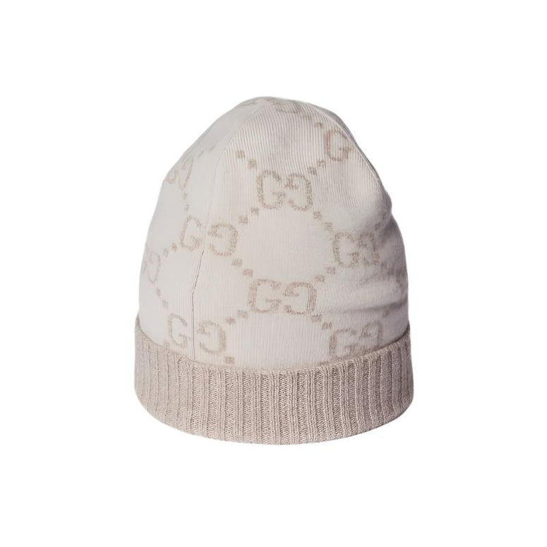 Gucci GG Cashmere Jacquard Hat Off white and beige