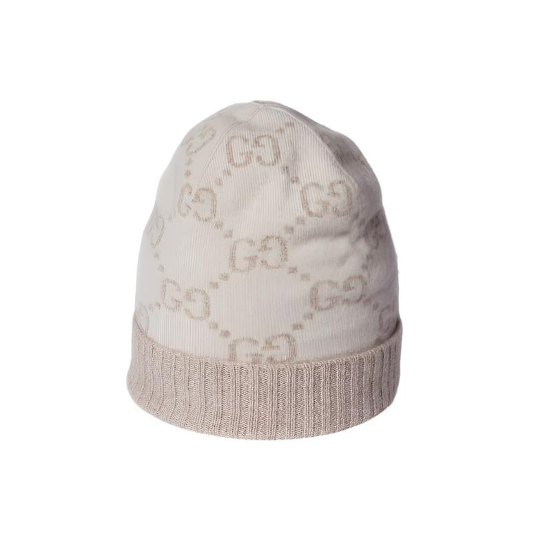 Gucci GG Cashmere Jacquard Hat Off white and beige