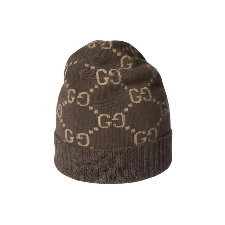 Gucci GG cashmere jacquard hat Brown and beige